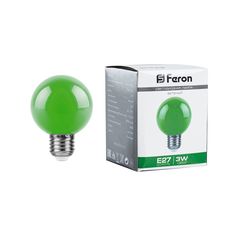 Лампочка светодиодная FERON LB-371, 3Вт E27 230V зеленый, упаковка 10 шт, 25907