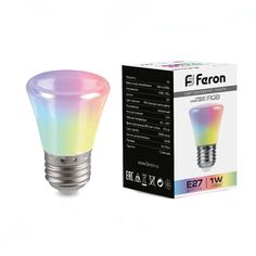 Лампочка светодиодная FERON LB-372, 1Вт E27 230V RGB, упаковка 10 шт, 38117