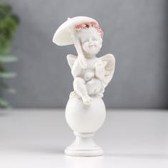 Сувенир полистоун Белоснежный ангел в розовом венке на шаре, 62571048 No Brand