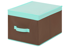 Короб складной для хранения 30х40х25 см EL Casa Коричневый с крышкой тиффани, с ручкой