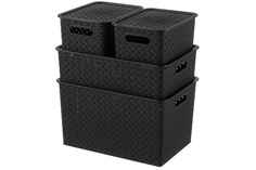 Корзинка с крышкой El Casa, 4 шт Береста черный, 3 л 2шт , 7, 5 л, 14 л