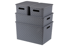 Корзинка с крышкой El Casa, 4 шт Береста серый, 3 л 2 шт , 7, 5 л, 14 л