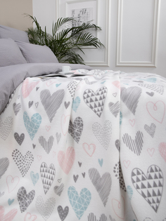 Плед Tessolo Home флисовый 150х200, Разноцветные сердечки