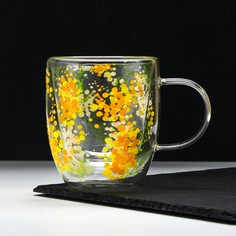 Кружка с двойными стенками Нежная мимоза, Дорого внимание, 300 мл