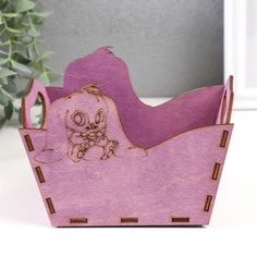 Корзина-шкатулка Пасхальная Яйцо 9525857, сиреневый, 15,6х10,5х11 см No Brand