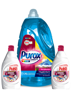 Набор Clovin Гель для стирки PUROX Color 5,3 л, Гель для мытья посуды dr.Prakti 2 шт