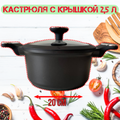 Кастрюля HOFFMANN с крышкой из алюминия 20СМ 2,5Л Hoffmannn