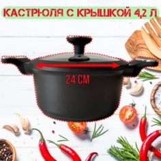 Кастрюля с крышкой HOFFMANNN из алюминия 24СМ 4,2Л