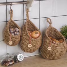 Набор плетеных корзин GeckoDecorHome из джута для хранения овощей и фруктов