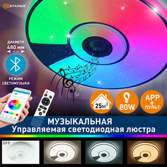 Люстра потолочная музыкальная с пультом Estares SONG RGB 80W-480x75-WHITE