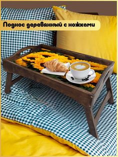 Деревянный поднос Бруталити на ножках цветы -1037