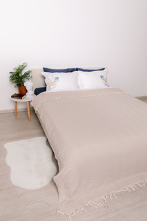 Плед-покрывало LOU LOU HOME, 1.5 спальное, 200 х 145 см, хлопок, Турция, бежевый