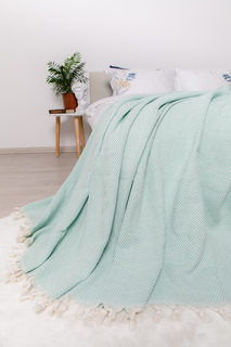Плед-покрывало LOU LOU HOME, 2-х спальное, 230 х 200 см, хлопок, Турция, бирюзовый
