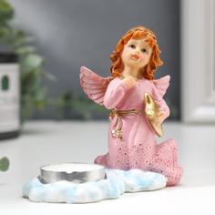 Сувенир подсвечник Девочка-ангел в розовом платье, 4838688 No Brand