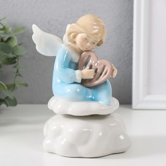 Сувенир музыкальный Ангел на облаке играет на лире 9х9,5х14,5 см No Brand