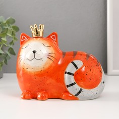 Копилка Спящая рыжая кошка в короне 16,2х10,3х12,6 см No Brand