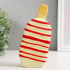 Копилка Подтаевшее эскимо 9735443, красные полоски 8,2 х 3,8 х 15,5 см No Brand