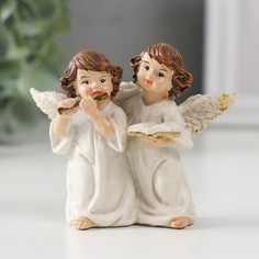 Сувенир полистоун Два ангела в с флейтой и книгой 9791335, 6,2х7,5х3,2 см No Brand