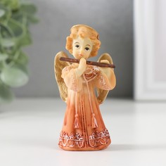 Сувенир полистоун Ангел в платье с флейтой 9791332, 8х4,3х3 см No Brand
