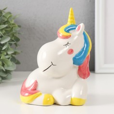 Копилка Единорожка спит сидя 9735419, 12 х 9,5 х 16 см No Brand