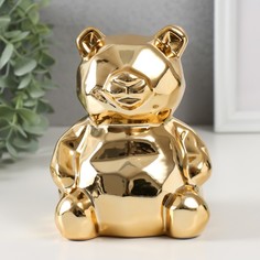 Копилка Медвежонок 3D грани 9735407 золото 11 х 9,5 х 14,3 см No Brand