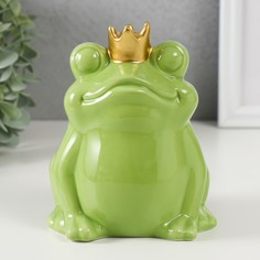 Копилка Зеленая лягушка в короне 9735377, 12х10,5х15 см No Brand