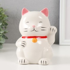 Копилка Белый кот Манэки-нэко 9735362, 10х10х14,5 см No Brand