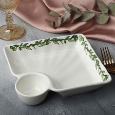 Блюдо Дорого внимание Оливки 9945536 с соусником, 18.6х17.5х4 см