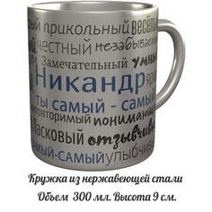 Кружка именная AV Podarki комплименты Никандр ты самый самый - металлическая