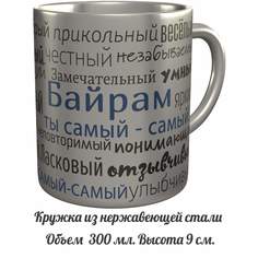 Кружка с именем AV Podarki комплименты Байрам ты самый самый - металлическая