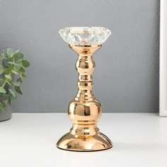 Подсвечник металл, стекло на 1 свечу Кристальная чаша. Фигурный d 5 см золото 8х8х19 см No Brand