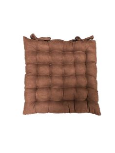 Подушка на стул Fox House коричневая, квадратная, с завязками, стеганая, 38Х38