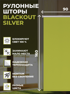 Рулонные шторы FRANC GARDINER Блэкаут Silver 90х160 см на окно зеленый