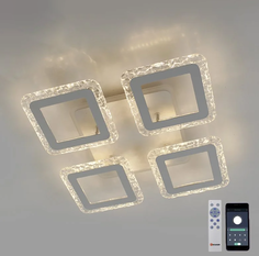Люстра светодиодная E-SVET TETRA ICE RGB 50W+20W 5S-APP-390X86-WHITECLEAR-220-IP20