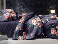 Постельное белье Cleo 1.5 спальное с пионами Art Color комплект из полисатина