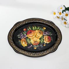 Поднос Жёлтые розы, кружевной, автор Владыкина, 30х23 см, No Brand