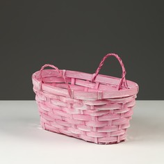 Корзина плетеная, D26 х 13 х 11 см, розовая No Brand