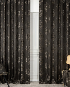 Штора с вензелями Evrika Home 300x250 Ренессанс Брауни