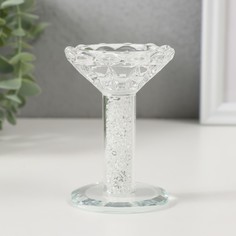 Подсвечник 10184753, Цветущий в стразах цветок, 6х6х9,5 см No Brand