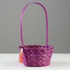 Корзина плетеная, D19 х 9 х 32 см, фиолетовая, бамбук No Brand