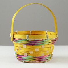 Корзина плетеная, D18 х 11 х 24 см, желтая, бамбук No Brand