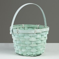 Корзина плетеная, D17 х 12 х 22 см, зеленая, бамбук No Brand