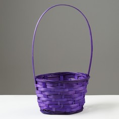 Корзина плетеная, D17 х 9 х 30 см, фиолетовая, бамбук No Brand