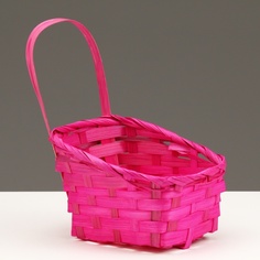 Корзина плетеная, D14 x 13 х H6,5 х 11 х 20 см, розовая, бамбук No Brand