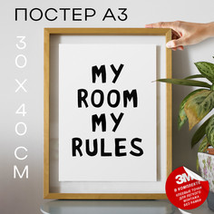 Плакат My Room My Rules А3 DSP166424 30х40, рамка А3 No Brand