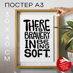 Плакат Bravery in Being Soft А3 DSP172174 30х40, рамка А3 No Brand