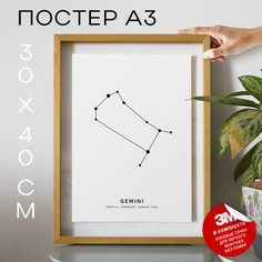 Постер Гороскопы - Знак зодиака Близнецы А3 DSPPP01925 30х40, рамка А3 No Brand