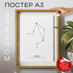 Плакат Гороскопы - Знак зодиака Весы А3 DSPPP01945 30х40, рамка А3 No Brand