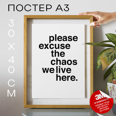 Постер интерьерный Excuse the Chaos А3 DSPpp02405 30х40, рамка А3 No Brand