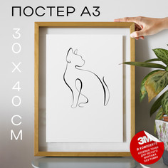 Постер интерьерный, кот - My Cat Devon Rex А3 DSPpp03855 30х40, рамка А3 No Brand